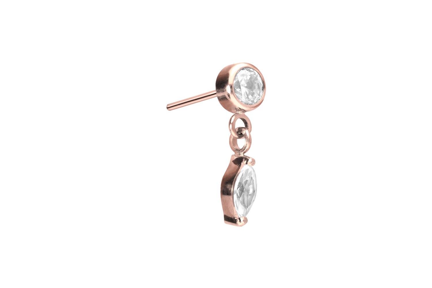 Titan Aufsatz mit Push Pin KRISTALL + KRISTALLTROPFEN von Piercingline